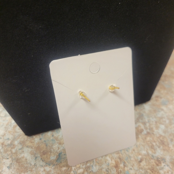 Gold and Clear Crystal Stone Post Earrings - Picture 5 of 10